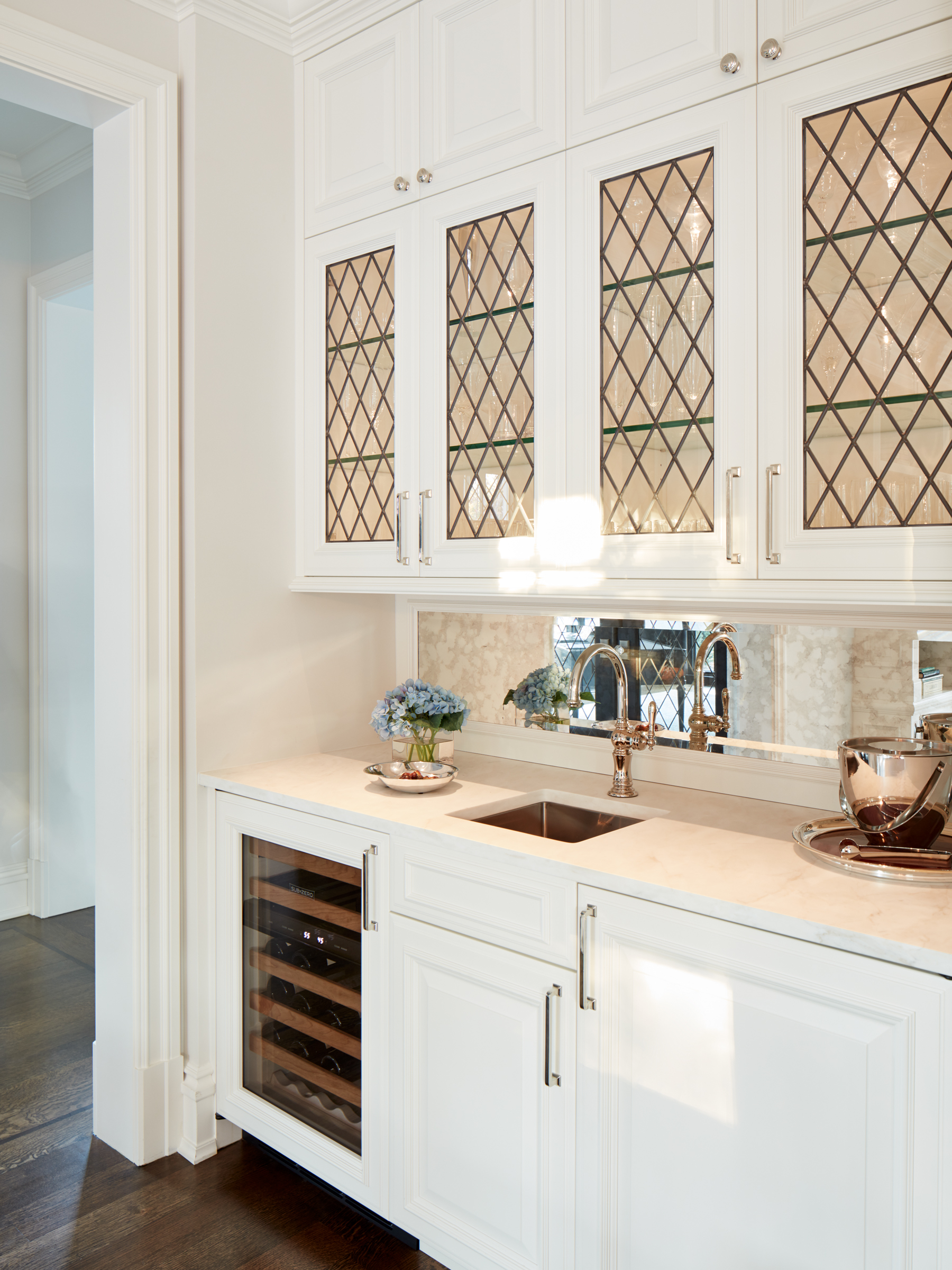 Traditional White Kitchen with English Manor-Style Cabinetry